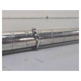 10k White Gold Ring With Diamonds & Sapphires