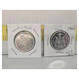 1966 Canada Silver 50 Cent Coins (2)