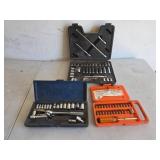 Three Tool Sets With Ratchets And Bits