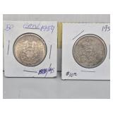 1959 Canadian 50-cent Coins (2)