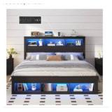 Luxoak Queen Platform Bed With Features