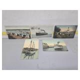 5 Vintage Ship Postcards