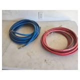 Blue And Red Air Hoses With Fittings