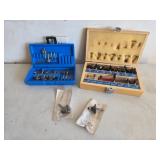 Router Bit Sets In Wooden And Plastic Cases