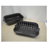Black Enamel Roasting Pan With Rack