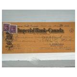 1946 CNR Cancelled Cheque with Stamps - Imperial