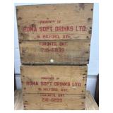 2 Roma soft drinks ltd. crates, 17 x 10 1/2 x 13