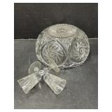 Crystal Shade (?) & 2 Small Stemmed Glasses