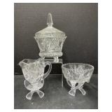 Footed Dish with Lid, Footed Bowl & Creamer