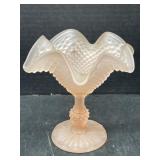 Frosted Pink Pedestal Glass Dish