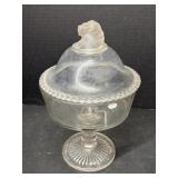 Lidded Pedestal Dish - Lid has Lion Head Handle