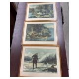 3 Framed Prints - Fishing Theme, 20.5 x 15.5 "