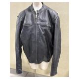 Leather Motorcycle Jacket with Liner,  Size 2XL