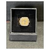 Masonic Ring - gold-tone with clear stones Size 11
