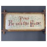 Framed Antique Cross-Stitch "Peace Be Unto This