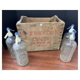Nu Jersey cream crate and four seltzer bottles