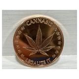 1 oz .999 Copper Round - Cannabis Regular Design