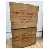 2 Roma soft drinks ltd. crates, 17 x 10 1/2 x 13