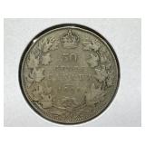 1929 (V.G) Canadian Silver 50 Cent Coin