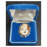 Cameo Brooch - 14 k stamped on clasp and cameo