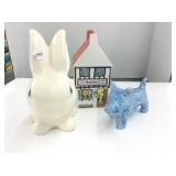 Ceramic Rabbit, Dog And Salada Tea Canister