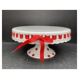 Pedestal Cake Plate with Red Ribbon