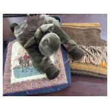 vintage blanket, fox hunt theme cushion cover