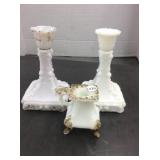 3 Milk Glass Candle Holders