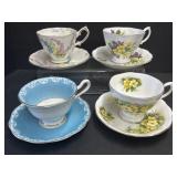 4 Royal Albert Teacups & Saucers - Assort Patterns