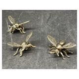 3 Miniature Brass Bees