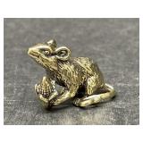 Miniature Brass Statue - Mouse with Corn