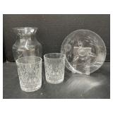 Glass Vase, Footed Dish and 2 Glasses