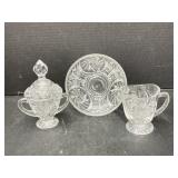 Crystal Bowl, Creamer & Lidded Sugar
