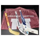 3 Mini Sticks and Stanley Cup Banner