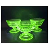 Uranium Glass Sherbet Dishes (3)