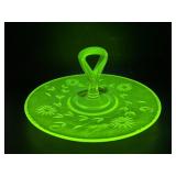 Yellow Uranium Glass Tray with Centre Handle