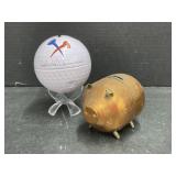Tin Golf Ball Coin Bank and Metal Piggy Bank