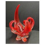 Chalet Style Art Glass Dish, 11.5 " tall