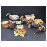 Collection of Pocket Vases and Donkey Figurine