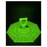 Uranium Glass Platter with Centre Handle,