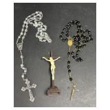 Religious Figure and 2 Rosaries
