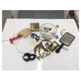 Glass Jar With Costume Jewelry, Brooches, W