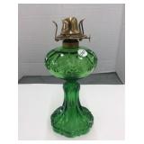 Green Oil  Lamp, No Shade, 9 In. Tall, Damaged