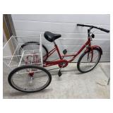 Adult Tricycle - Red with White Basket