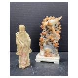 2 Stone Carved Chinese Figures; Made in China