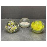 3 Glass Paperweights