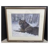 Framed Bonnie Marris Print - Wolf 29 x 26.5 "