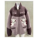 Hand Knit Cow Zipped Sweater