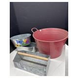 4 Metal Garden Decor Containers
