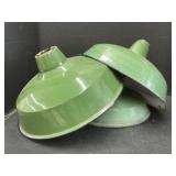 3 Green Metal Industrial Light Shades